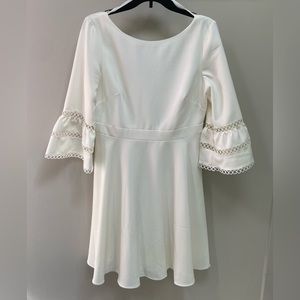 Eliza J White Dress 3/4 Bell Sleeve Knee Length